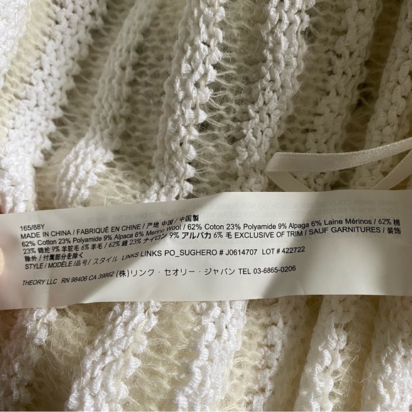 NEW Theory Links Sughero White Striped Pullover Sweater J0614707 Size Medium - Picture 11 of 11